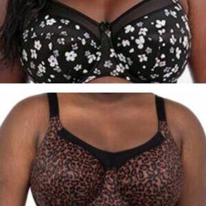 Goddess Bras Leopard Print Floral Size 38J Bundle of 2 NWT NWOT